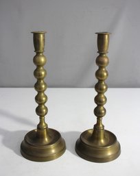 Pair Of 12' Antique Brass Candlesticks
