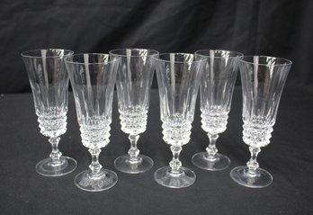 Vintage Clear Cut Crystal Water/ Wine Glasses Set Of 6