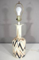 Vintage 28 Hand-Painted Ceramic Lamp  Signed V.S  Mid-Century Modern