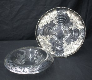 Two Silver Overlay Center Bowls