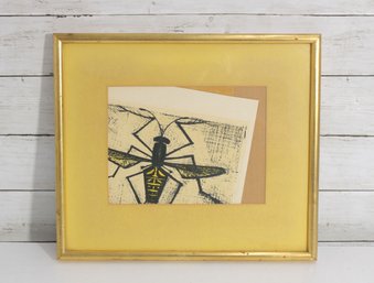 Bernard Buffet Beetle Original Print  Framed  French Artist  12.5' X 15'