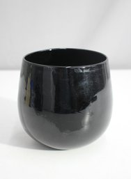5' Black Hand Blown Glass Vase