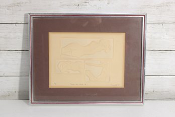 Durante Nudie On White II Artist Proof (A/P) 1973  Embossed Nude Print  Framed 11.5' X 14.5'