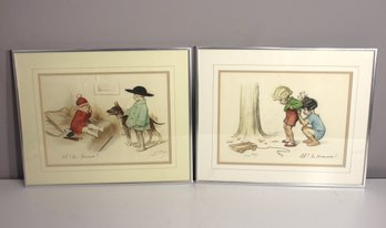 Pair Of Vintage Georges Redon Lithographs  'Ah! Les Femmes' & 'Ah! Les Hommes'  15' X 19'