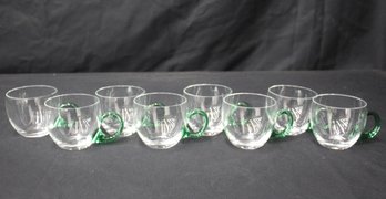 Vintage  Sussmuth Hand Blown Crystal With Green Handles Set Of 8