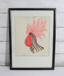 Signed Bradett Original Abstract Floral / Botanical Artwork  Framed Vintage Drawing 14' X 10.5'