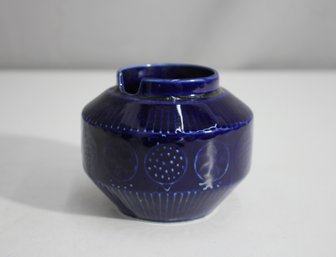 Vintage Deep Blue Ceramic Vase  Mcm