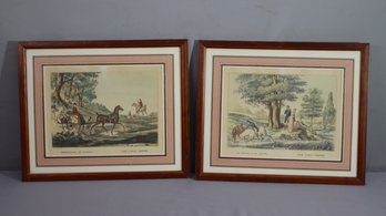 Pair Of Vintage French Par Carle Vernet Framed Color Prints