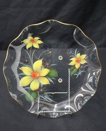 Vintage James Clarke & Sons England Poppy Design Ribboned Gold Rimmed Dish