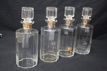 Four(4) Vintage Mid Century Modern Italian Faceted Decanter - Bormioli Rocco