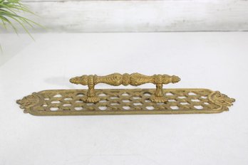 Antique-Style Ornate Brass Pull With Pierced Backplate  Decorative Hardware  13.5 X 3 W