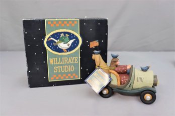 Williraye Girl Driving Car With Dog Hand-Painted Figurine, Coyne's & Co W/ Original Box WW3101