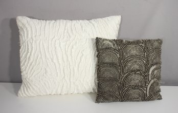 Pair Of Designer Donna Karan Decorative Pillows  11' X 11' & 15' X 19'