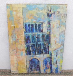 Large Signed Original Abstract Architectural Painting  Cityscape Building 40' X 30'