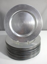 Metallic Foil Charger Plates - Set Of 20 - Made Of Thick Plastic - Silver