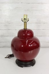 Vintage Deep Red Porcelain Gourd Table Lamp  Classic Asian Style  18' Tall