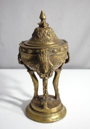 Antique  Neoclassical Bronze  Covered Urn On Tripod Feet