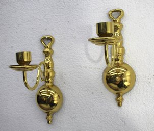 Pair Of Vintage Brass Wall Sconce Candle Holders