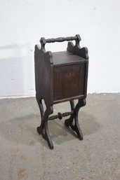Antique Wooden Coal Scuttle With Carved Detailing  Decorative And Functional