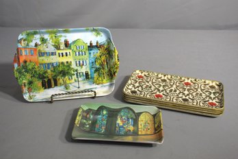 Group Lot Of Vintage Snack Trays