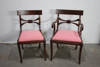 Pair Of Mahogany Regency-Style Dining Chairs With Upholstered Seats