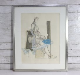Modern Figurative Artwork On Paper  Signed Composition-31' H X 25' W