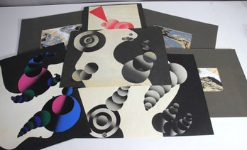 'Collection Of Signed Abstract Artworks By Winnie Stanifard - Mixed Media'