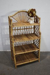 Vintage Bamboo And Rattan 4-Tier Shelf  Bohemian Style