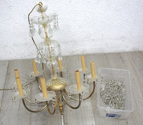 Vintage Brass And Crystal Chandelier