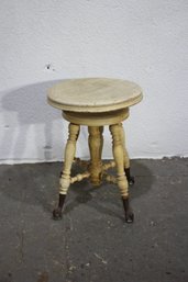 Antique Wooden Adjustable Piano Stool With Cast Iron Claw Feet