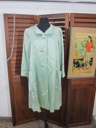 Vintage Mint Green Satin Coat By Scassi Boutique  Size Large  As Is