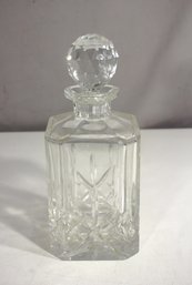 Vintage Cut Crystal Glass Decanter With Faceted Stopper  10H