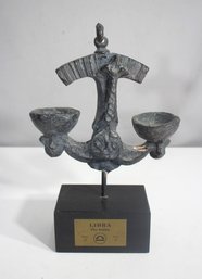 Vintage Libra Zodiac Scale Sculpture  12H  Astrological Bronze Replica On Base