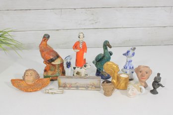 Vintage Miniature Figurine Group Lot  Porcelain, Metal, Diorama & Decorative Pieces