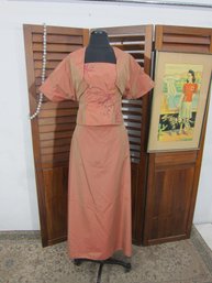 Kay Unger Blush Pink Embellished Strapless Gown W/ Bolero  Size 6  Vintage Elegance