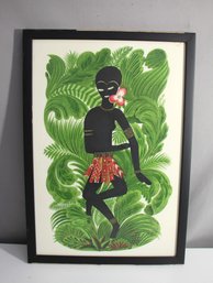 Vibrant Tropical Figure With Lush Greenery  Unsigned Artwork