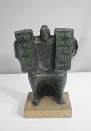 1969 Giuseppe Macr Resin Sculpture  Moses & Ten Commandments  Judaica Art 11.5H