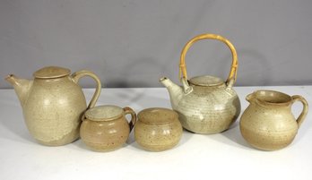 Vintage Studio Pottery Teapot & Creamer Set  Handcrafted Artisan Signed 'Della'