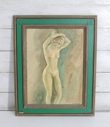 Signed Berkley Nude Figure Painting Framed Vintage Artwork 15.5' X 12.5'