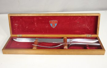 Vintage Gerber Legendary Blades Carving Set  Knife & Fork In Wood Box