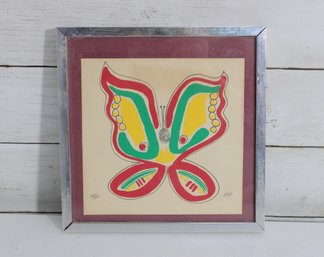 Limited Edition Butterfly Print 267/500 Signed Colorful Modern Pop Art Framed 8.5' X 8.5'