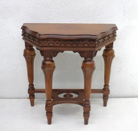 Antique Wooden Accent Table With Ornate Detailing