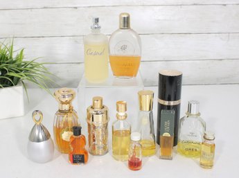 #8-Vintage Designer Perfume Bottle Group Lot  Used  Mixed Brands & Fill Levels