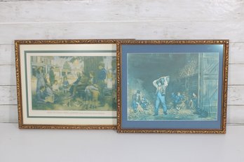 Pair Of Framed Americana Prints  Rural Life Scenes  17 X 14.5