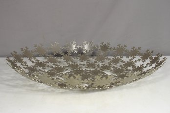 18' Snowflake Pattern Metal Bowl  Modern Decorative Centerpiece