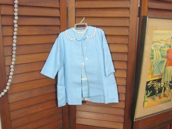 Vintage Light Blue Childs Dress W/ Matching Jacket  Size 4T  Classic Set