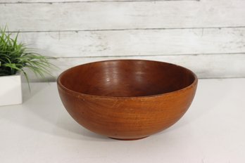 Vintage Hand Turned Wooden Bowl  11.5' Round Primitive Farmhouse Kitchen Dough / Salad Bowl