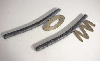 Modernist Wall Sculpture  Mixed Metal & Stone Finish  9.5 Long Abstract Art