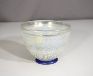 Vintage Signed Boda Art Glass Bowl By Bertil Vallien  Sweden  3.5'H X 4.5'W  Iridescent Textured Finish