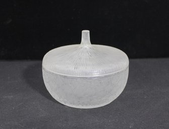 Vintage Lalique France Eglantines Crystal Powder Box  Floral Lidded Trinket  4.5 X 5.5